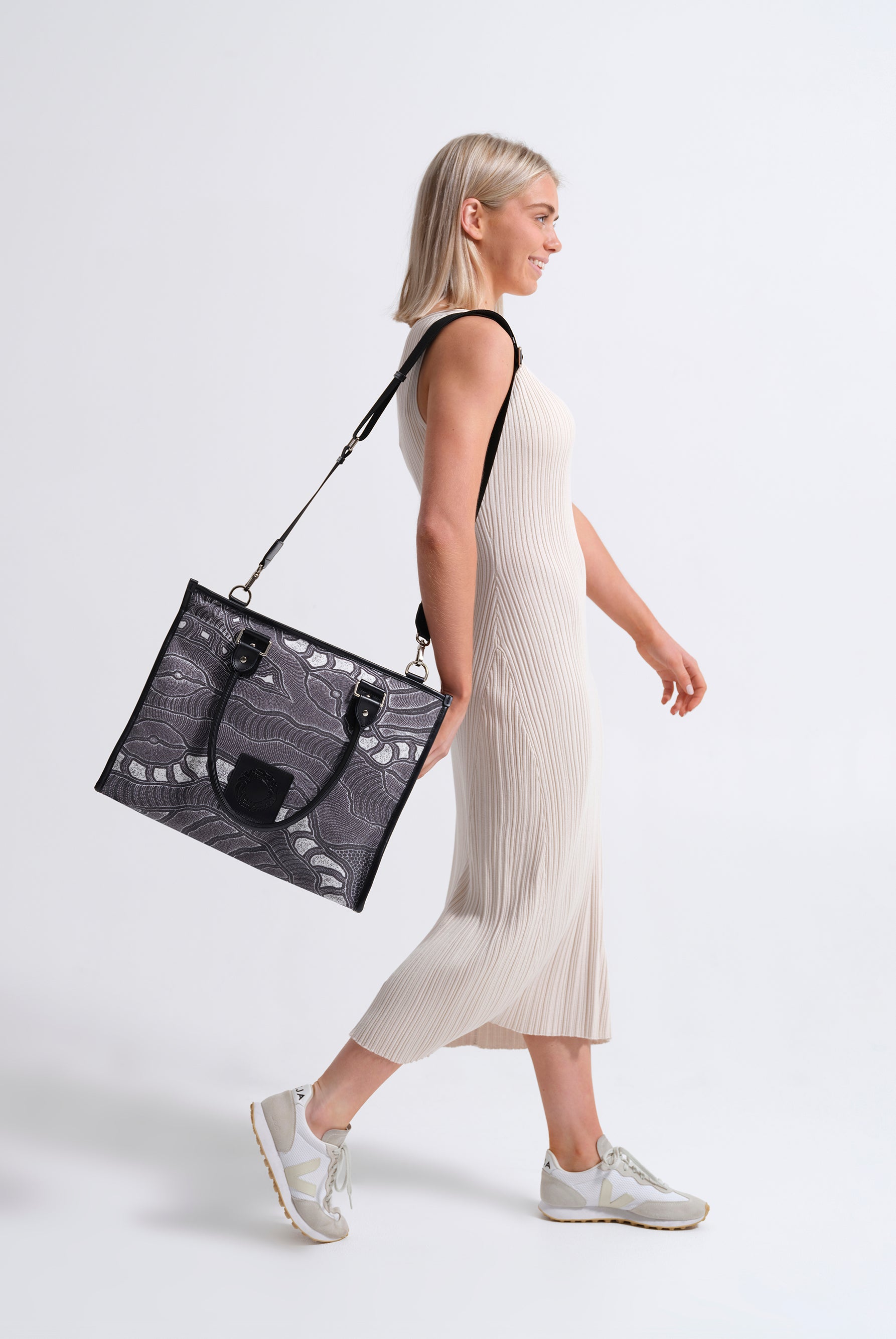 Sandhills and Riverbeds by Delvine Pitjara Large Tote - The Original Bag