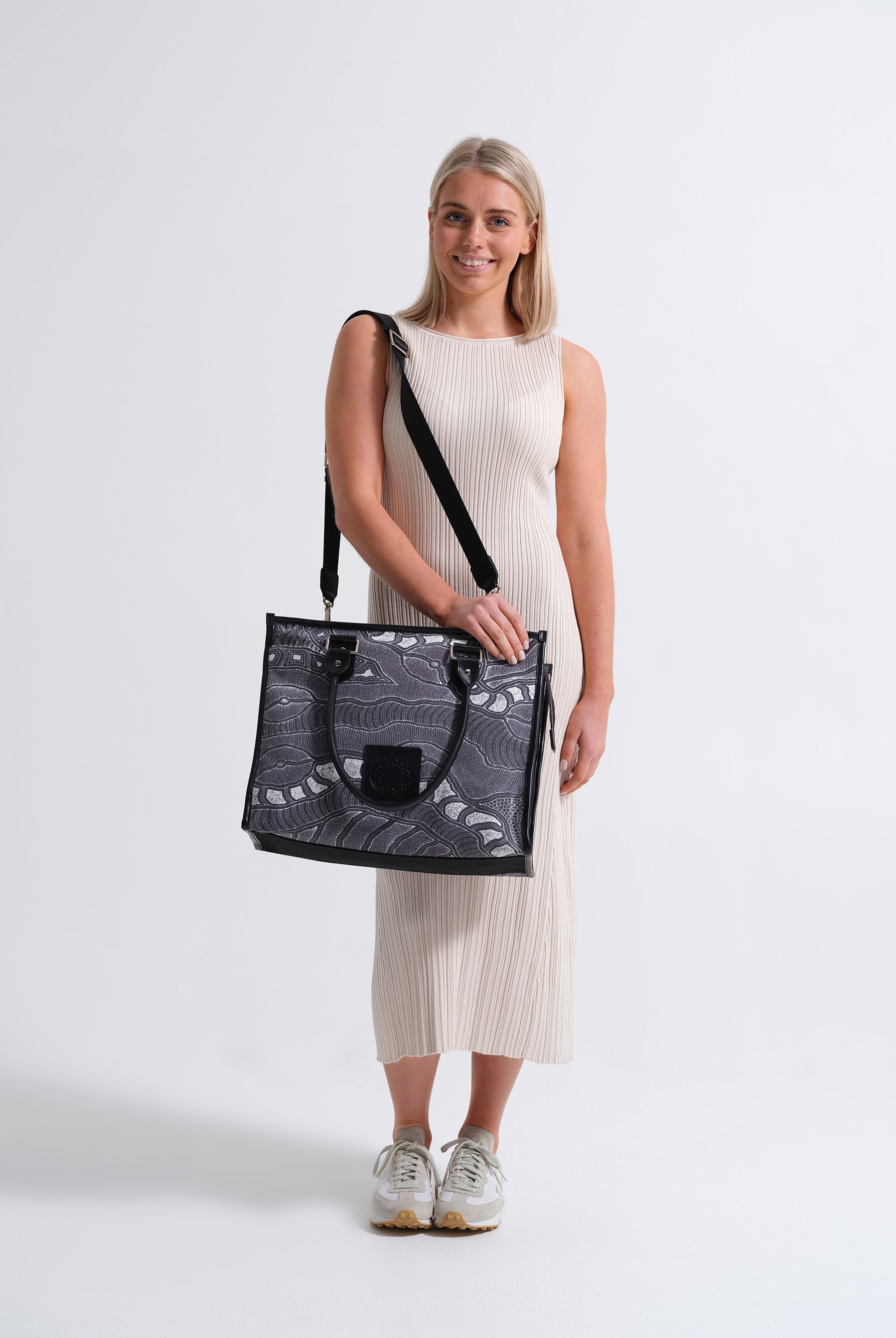 Sandhills and Riverbeds by Delvine Pitjara Large Tote - The Original Bag