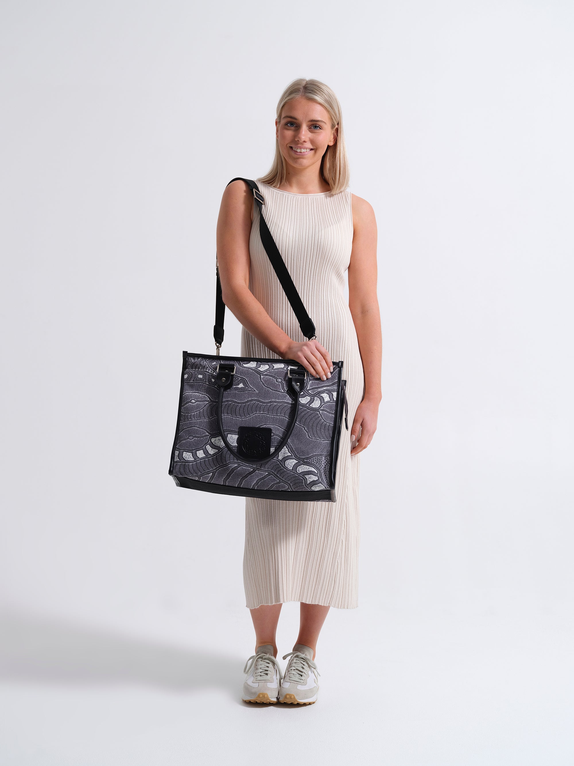 Sandhills and Riverbeds by Delvine Pitjara Large Tote - The Original Bag